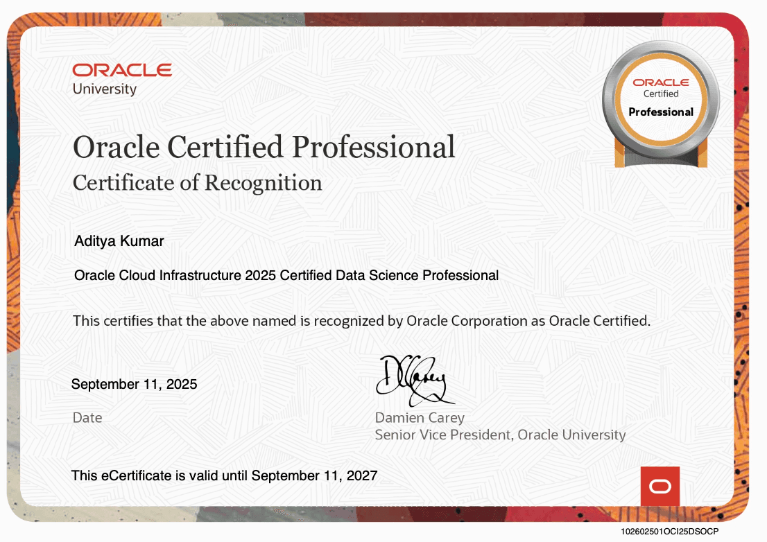 OCI 2025 Certified Data Science Professional